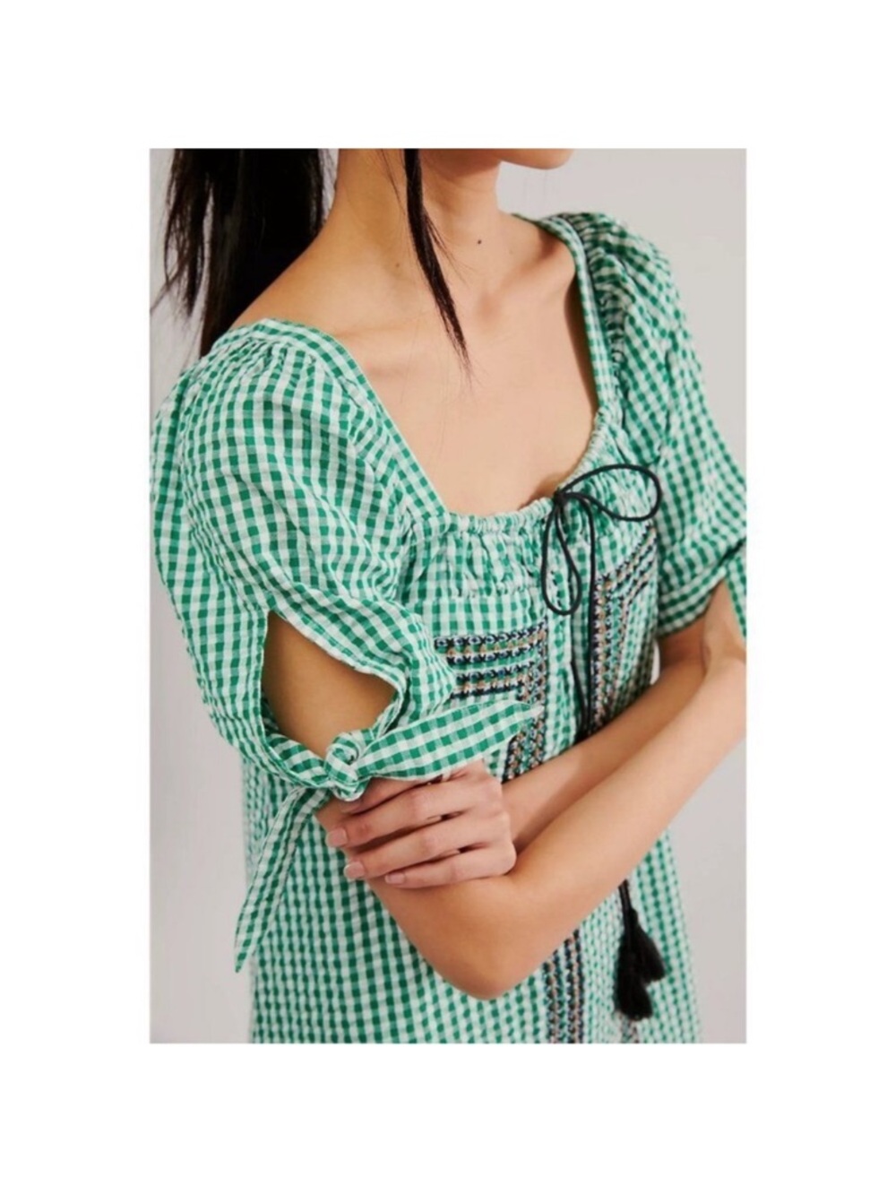 Free People Cass Green Gingham Maxi Dress - Picture 4 of 7